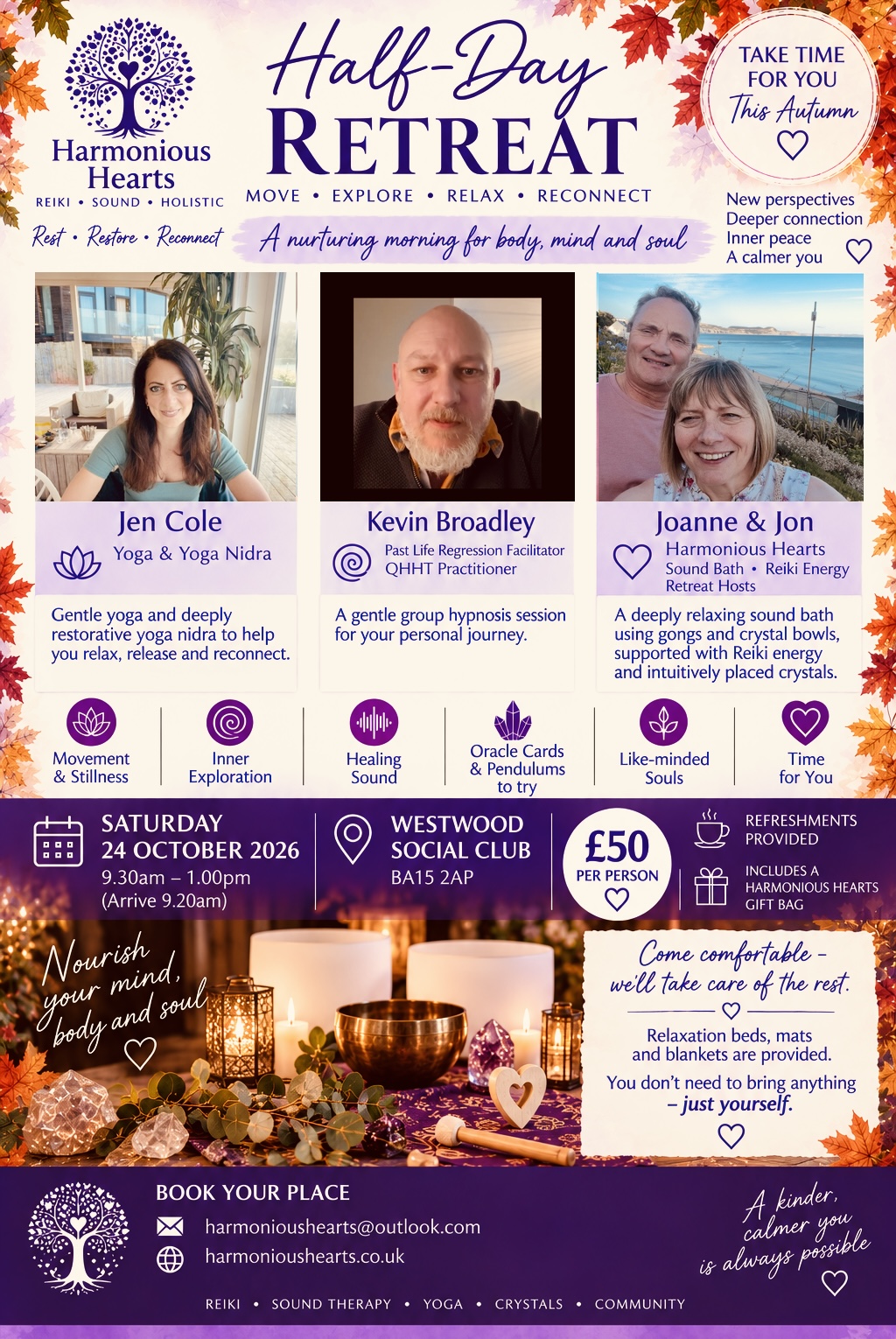 Harmonious Hearts Half-Day Retreat poster for 24 October 2026